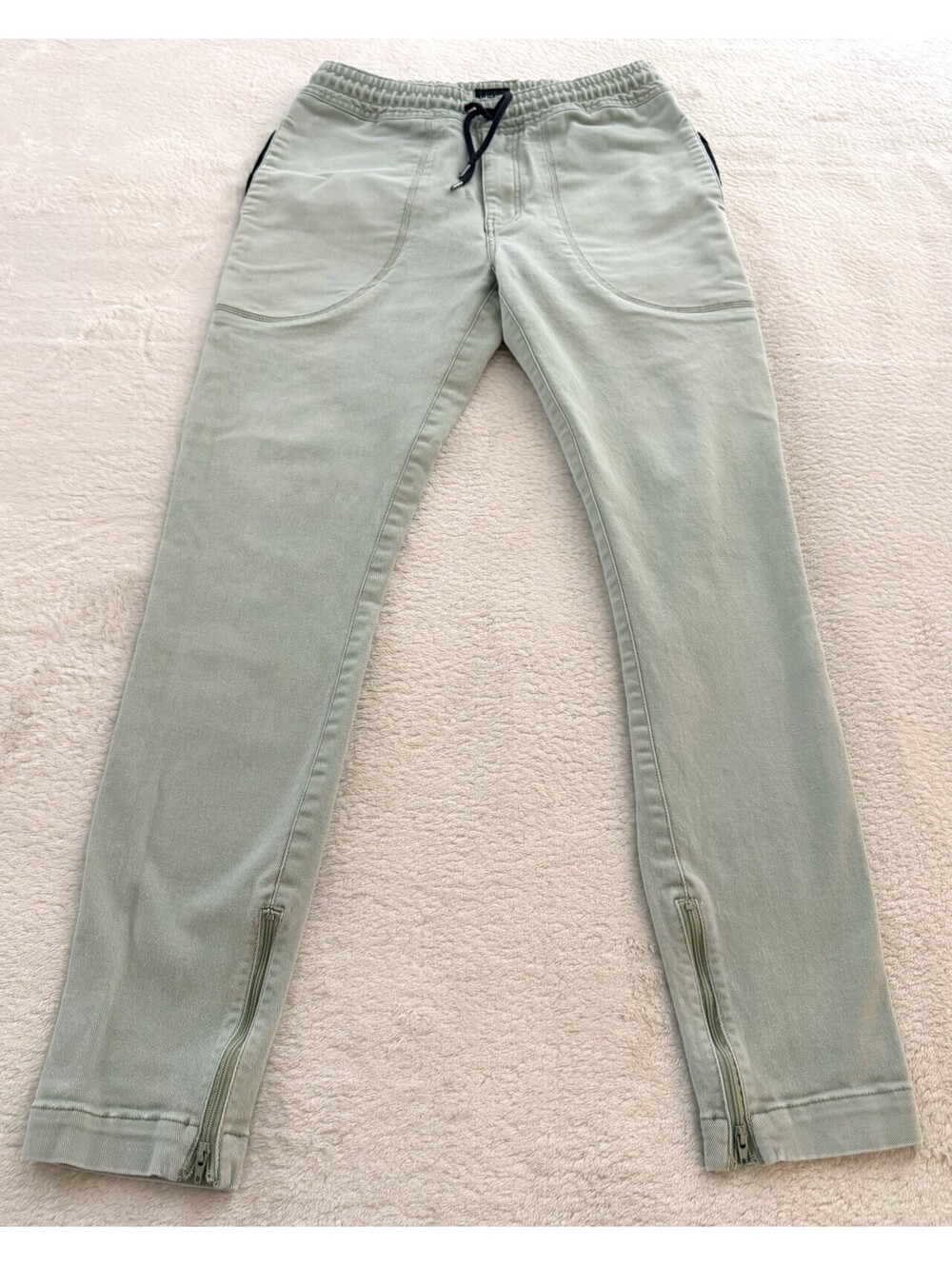 I Love Ugly Mens M Sage Green Jogger Pants Zip Ankle Stretch Cotton